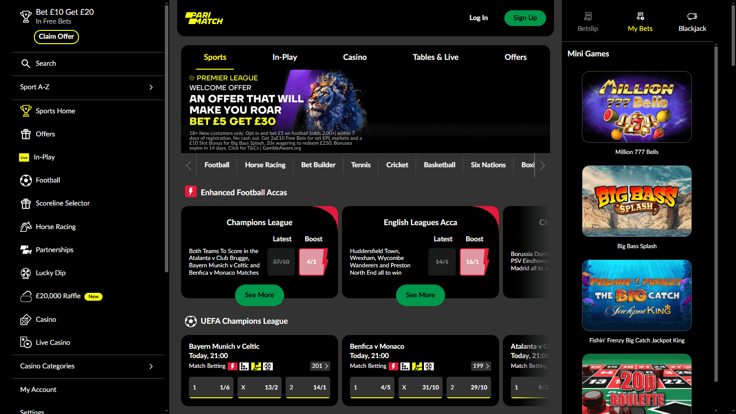 Parimatch Casino Desktop screenshot