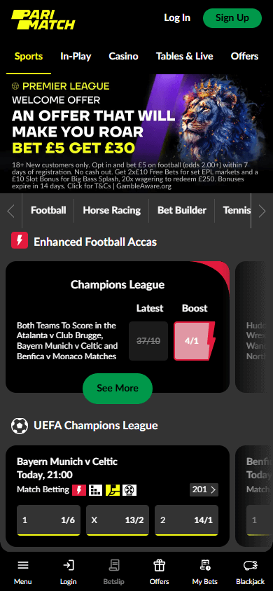 Parimatch Casino Mobile screenshot